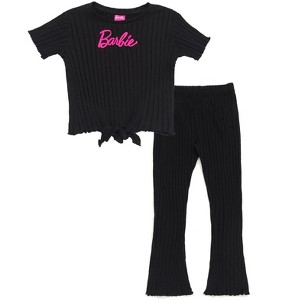 Barbie Cropped Ribbed T-Shirt and Flare Pants Outfit Set - 1 of 4