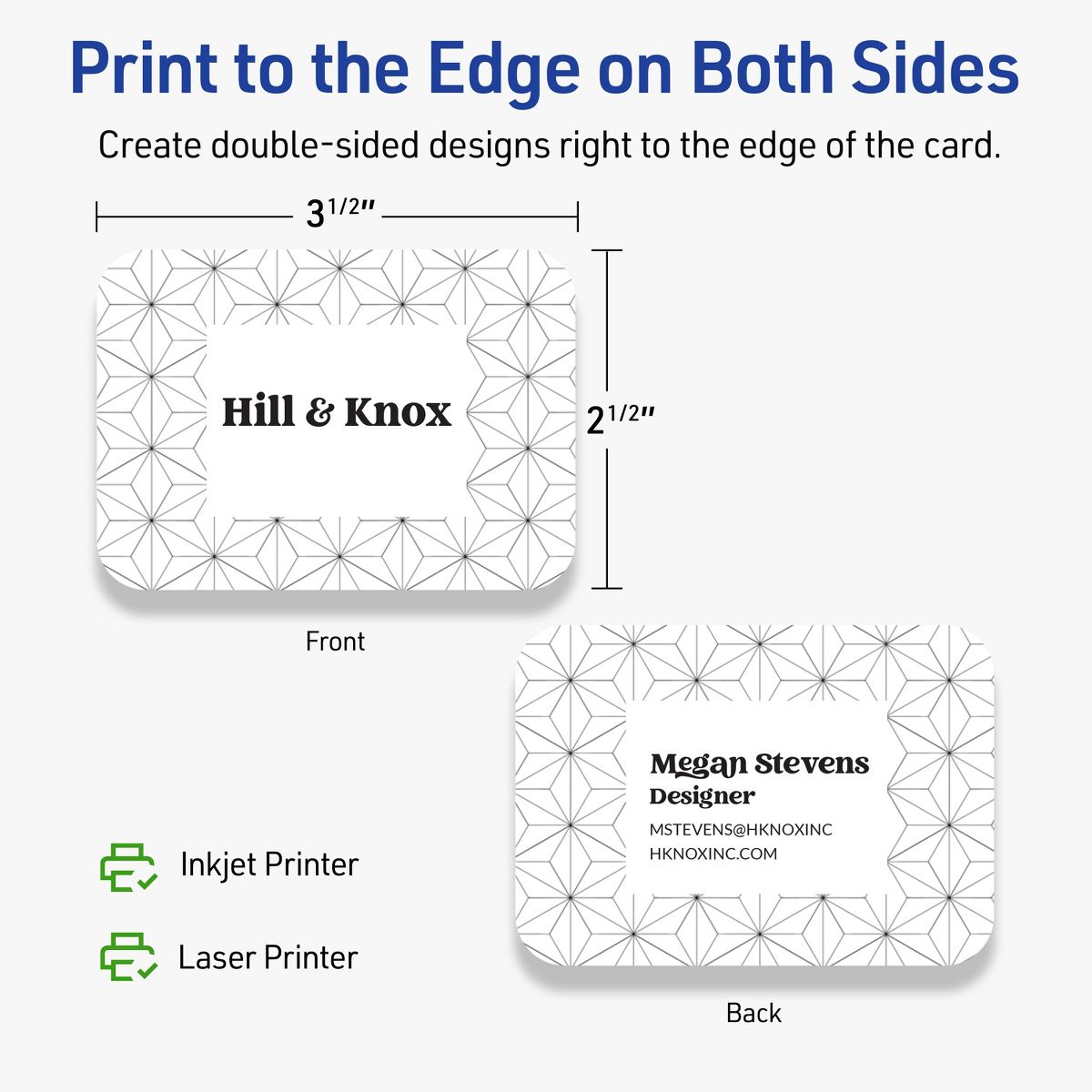 2-1/2" x 3-1/2" Rectangle Rounded Corners, Matte White Business Cards - thumbnail 6