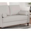 APRILSOUL Off-White Contemporary Style Loveseat, Leatherette Upholstered Bench Style Seating Bolster Pillows - 3 of 4