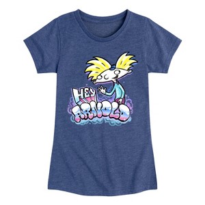 Girls' - Hey Arnold! - Airbrush Arnold Fitted Short Sleeve Graphic T-Shirt - 1 of 4