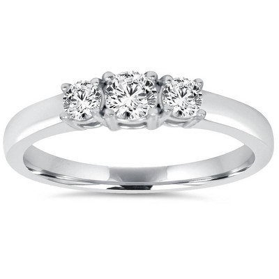 Pompeii3 3/4CT Diamond 3 Stone Engagement Ring 14K White Gold
