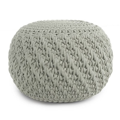 Cora Round Knitted Outdoor/Indoor Pouf Light Gray - WyndenHall