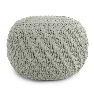 WyndenHall Cora Round Knitted PET Polyester Pouf Light Gray - 1 of 4