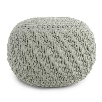 Cora Round Knitted PET Polyester Pouf Light Gray - WyndenHall