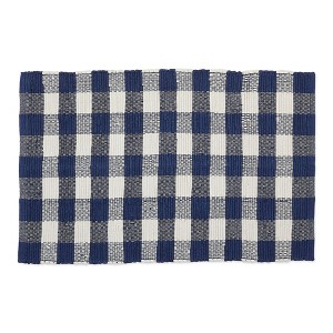 Design Imports Buffalo Check Chindi - Navy & Cream- 26 X 40 In - 1 of 4