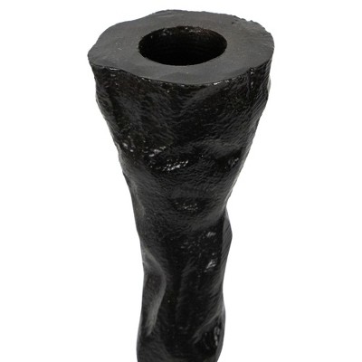 Slim Black Hammered Metal Taper Candle Holders Set - 16 inch