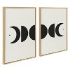 Kate and Laurel Sylvie Modern Geometric Moon Phases Framed Canvas Set by The Creative Bunch Studio, 2 Piece 23x33, Natural - 2 of 4