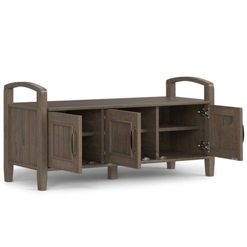 Wyndenhall halifax solid wood 48 on sale inch wide transitional entryway storage bench