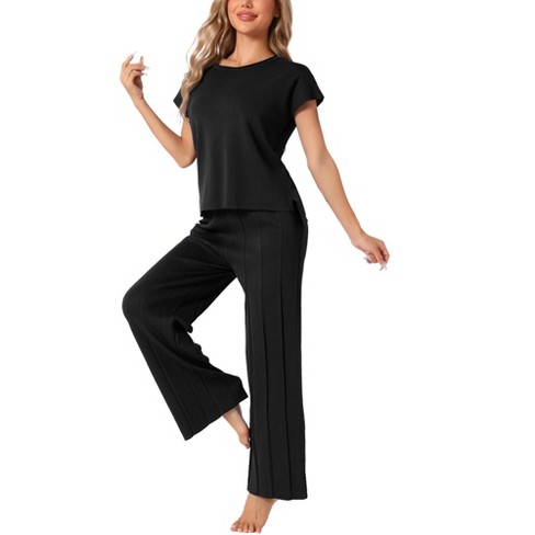 INSPIRE CHIC Women's Knit Matching Sweatsuits Tops and Wide Leg Pants 2 Piece Outfits Sets - image 1 of 4