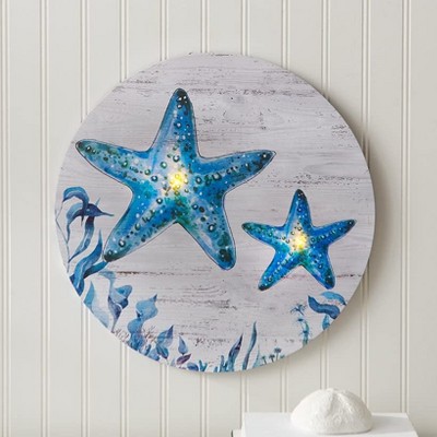 Blue Starfish LED Canvas Wall Art with Ocean Theme