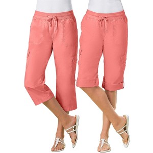 Woman Within Plus Size Petite Convertible Length Cargo Capri/Bermuda - 1 of 4