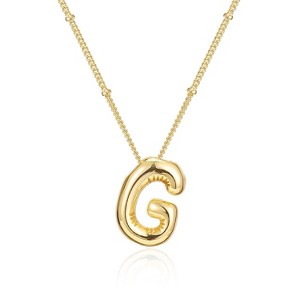 Bubble Letter Initial Necklace for Women, 14K Gold Plated Personalized Birthday Gift - 1 of 4