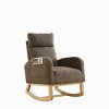 Modern Teddy Accent Chair High Backrest Living Room Lounge Arm Rocking Chair with Two Side Pocket Wood Leg,Living Room,Reading Room-Tanpinhause - 4 of 4