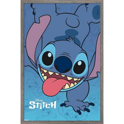 Trends International Disney Lilo and Stitch - Handstand Framed Wall Poster Prints Barnwood Framed Version 14.725" x 22.375"