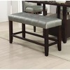 Vynxaria Formal Classic Counter Height Bench Silver Finish, Faux Leather Tufted Upholstered Seat, Modern Farmhouse Style - 3 of 4