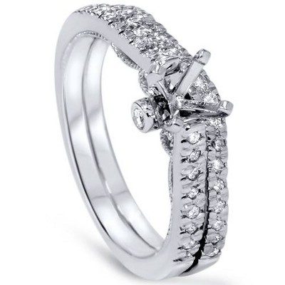 Pompeii3 1/4ct Diamond Engagement Ring Setting Set 14K White Gold