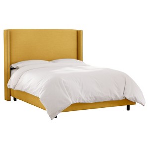 Skyline Nail Button Wingback Bed - California King - Skyline Furniture , Linen French Yellow