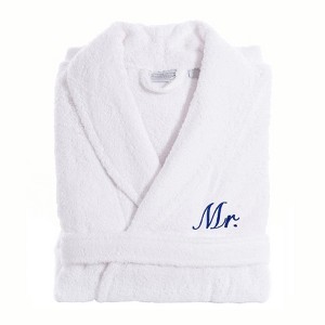 Linum Home Textiles 100% Turkish Cotton Embroidered ''Mr.'' Terry Bathrobe - 1 of 2