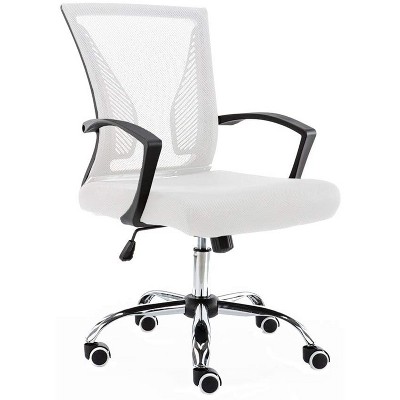 Modern Home Zuna Ergonomic Design Breathable Mesh Modern Mid Back Office Desk Chair with Lumbar Support, Steel Base, and Rolling Wheels, Black & White