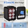 YASHE 4L Mini Fridge, 6-Can Thermoelectric Cooler & Warmer, 110V AC/12V DC, for Skincare, Bedroom, Office, Dorm, Car, Black - 2 of 4
