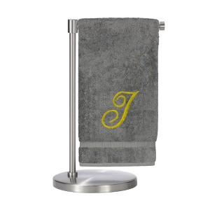 BC BARE COTTON Monogrammed Bath Towel, Personalized Gift, 27 x 54 inches - Set of 1 - Gray - Gold Script - 1 of 4
