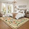 Modern Floral Printed Area Rugs Machine Washable Soft Non Slip Farmhouse Carpet Stain Resistant Low Pile Rug for Kitchen Living Room Laundry Bedroom - 3 of 4