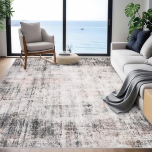 Abstract Area Rug Modern Artistic Design Ultra Thin Machine Washable Low Pile & Non-Slip Floor Cover for Contemporary Living Room Bedroom Playroom - 1 of 4