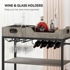 3 Tier Grey Bar Cart with Wheels, Two Removable Trays, Wine Rack & Glasses Holder - 4 of 4