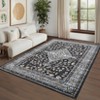 Non Slip Machine Washable Runners Ultra Thin Indoor Foldable Print Carpet Vintage Retro Floral Medallion Floor Cover - 3 of 4