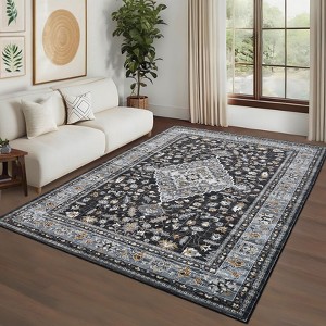 Area Rugs for Living Room Non Slip Non Sedding Machine Washable Rug Vintage Floral Medallion Low Pile Foldable Carpet for Bedroom Dining Room - 1 of 4