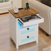 Vlsrka White Farmhouse Nightstand with Concealed Storage, USB & Type-C Ports, LED Motion Sensor Light for Rustic Interiors - 2 of 4