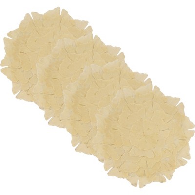 Gold Polyester Ginkgo Leaf Design Round Placemats, Set of 4