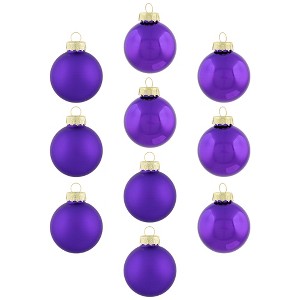 Northlight 10ct Shiny and Matte Purple Glass Ball Christmas Ornaments 1.75" (45mm) - 1 of 4