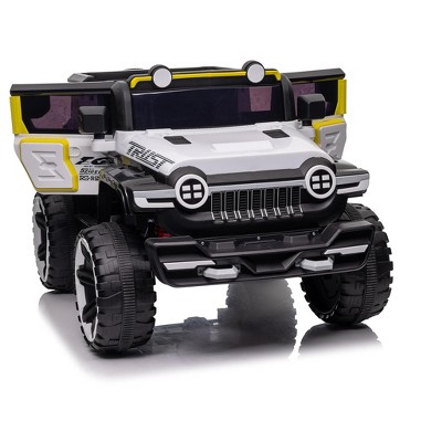 12V Electric Kids Ride on Car with Remote Control, 2 Seater 4WD Off-Road Truck with Decor Spare Tire, 25W Dual Motor