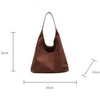 Generic Womens Fashion Suede Shoulder Bags Large Tote Bag Retro Purse Handbag Top Handle Satchel - 3 of 4