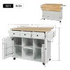 NicBex 3 Drawer Rolling Kitchen Island Cart with 3 Cabinets and Drop Leaf,Kitchen Island on Wheels with 2 Racks,Modern Island Table for Kitchen - 3 of 4