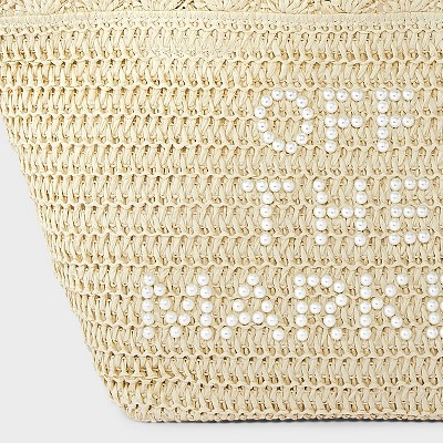 A New Day Straw Embellished Bridal Tote Bag - A New Day™ Natural — фото 5