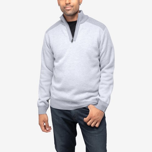 X Ray 1 4 Zip Sweater With Contrast Shoulder Piecing In Grey Size