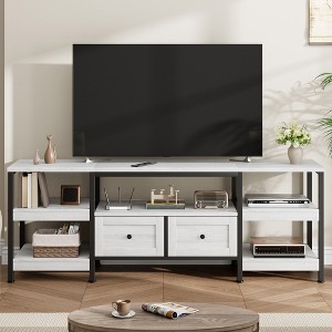 Modern-Industrial TV Stand with Metal Frame & 2 Fabric Drawers - 1 of 4