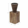 Mango Wood Candle Holder - Rustic Handcrafted Pillar & Taper Candle Stand - Decorative Accent for Living Room, Bedroom, Office - 10" Brown - 2 of 4