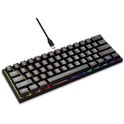 K61-key wired mechanical keyboard blue axis RGB gaming luminous laptop Type-C (Black)