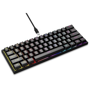 K61-key wired mechanical keyboard blue axis RGB gaming luminous laptop Type-C (Black) - 1 of 1