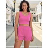 ATHLECHIC Onfers Women Ribbed Knit Crop Tank Tops Short Sets with Pockets Travel Outfits 2 Pcs - 2 of 4