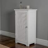 Hastings Home Freestanding Bathroom Linen Cabinet With Shutter Door – 17.5" x 31", White