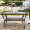 POCASSY Outdoor Coffee Table, 19.7*37.8 Inch Tempered Glass Top Rattan Outdoor Coffee Table with 2-Layer Storage Tables for Garden,Porch,Backyard - 4 of 4