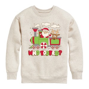 Boys' - Instant Message - Who Tooted Christmas Train Christmas Graphic Long Sleeve Fleece Sweatshirt - 1 of 4
