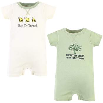 Touched by Nature Unisex Baby Organic Cotton Rompers, Bee Different