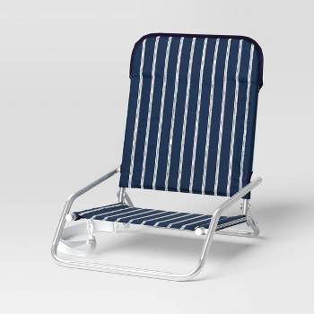 Cushioned Outdoor Portable Beach Chair with Carry Strap Navy - Threshold™
