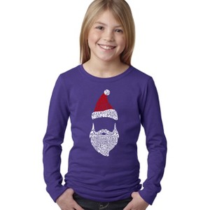 LA Pop Art Girl's Word Art Long Sleeve - Santa Claus - 1 of 4