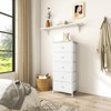 5 Drawer Dresser Leather White - Hausource™: Glossy Finish, Metal Frame, Modern Style - 2 of 4